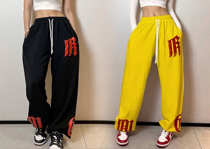 Gothic Letter Hip Hop Loose Jazz Women Feet Pants