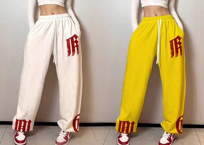 Gothic Letter Hip Hop Loose Jazz Women Feet Pants