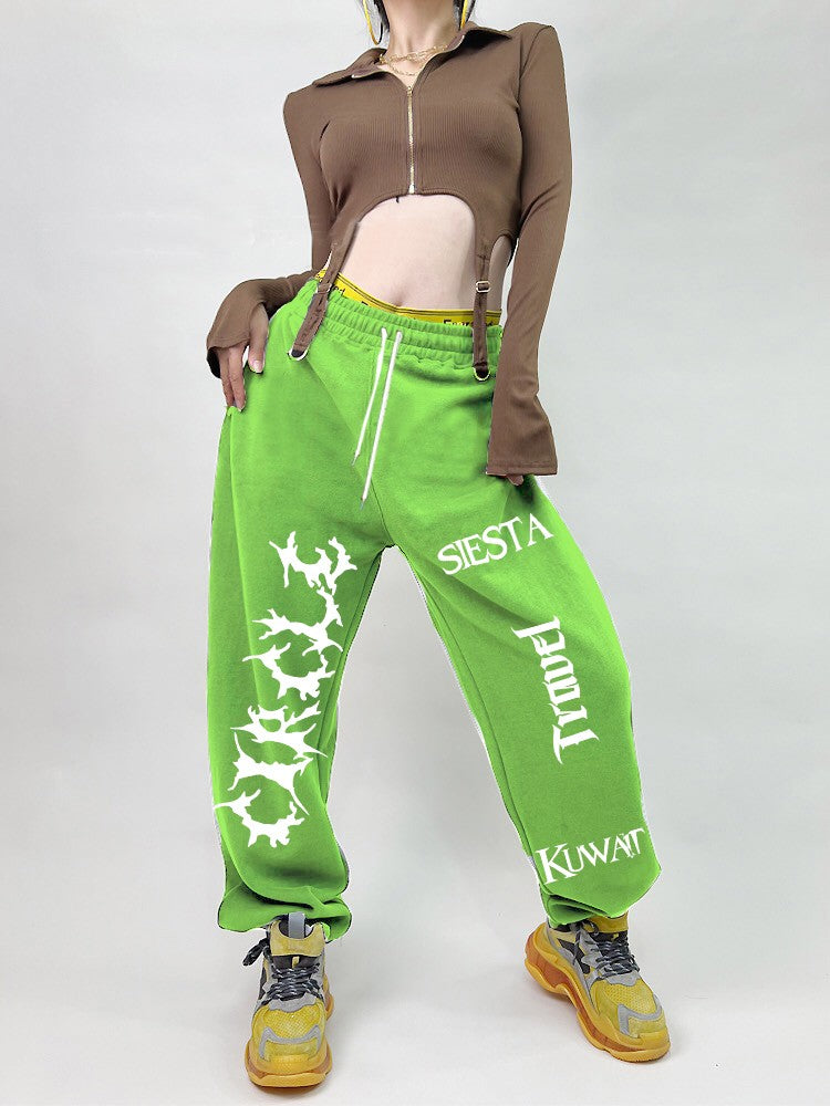 Street hip-hop style women sports pants