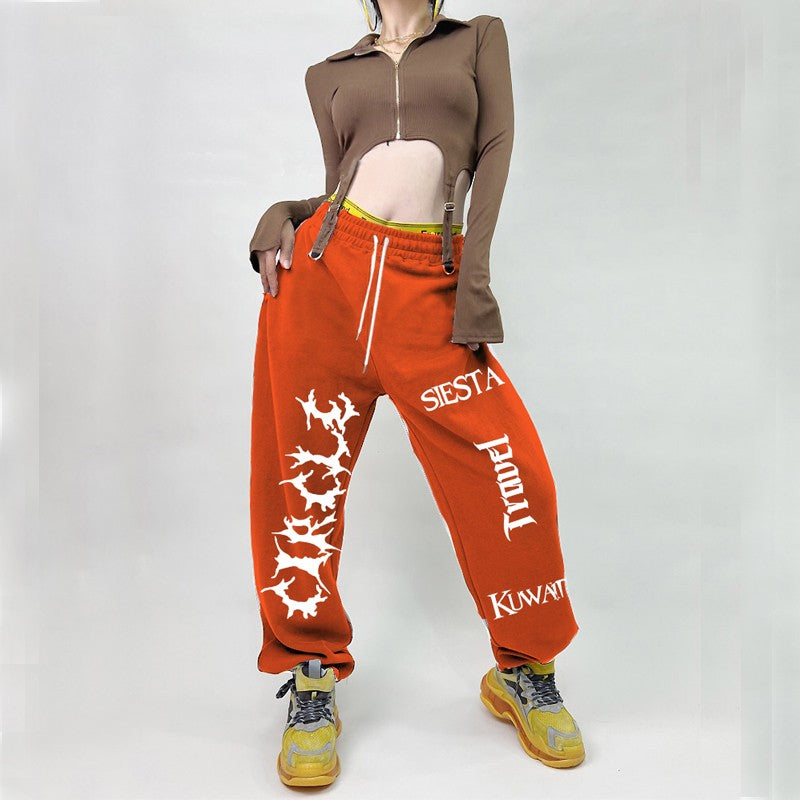 Street hip-hop style women sports pants