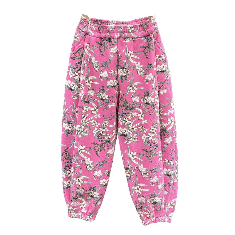 Fragmented floral radish pants for women