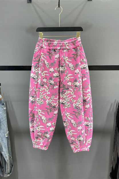 Fragmented floral radish pants for women