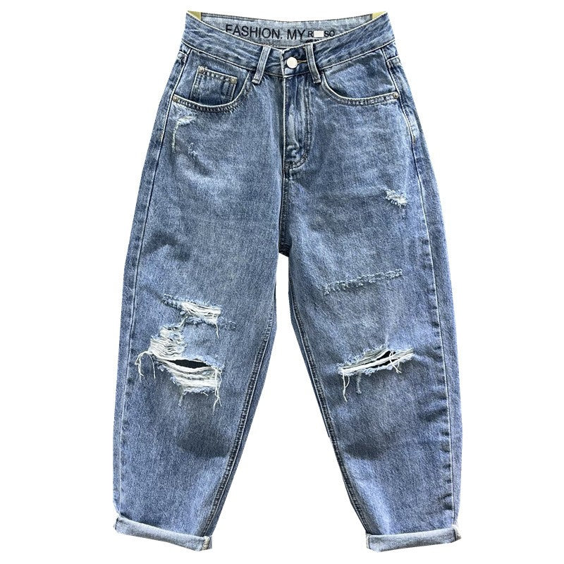 Letter High Waist Loose Unisex Jeans