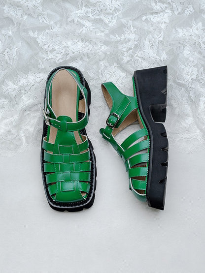 Sandals stature Green toe women cage shoes