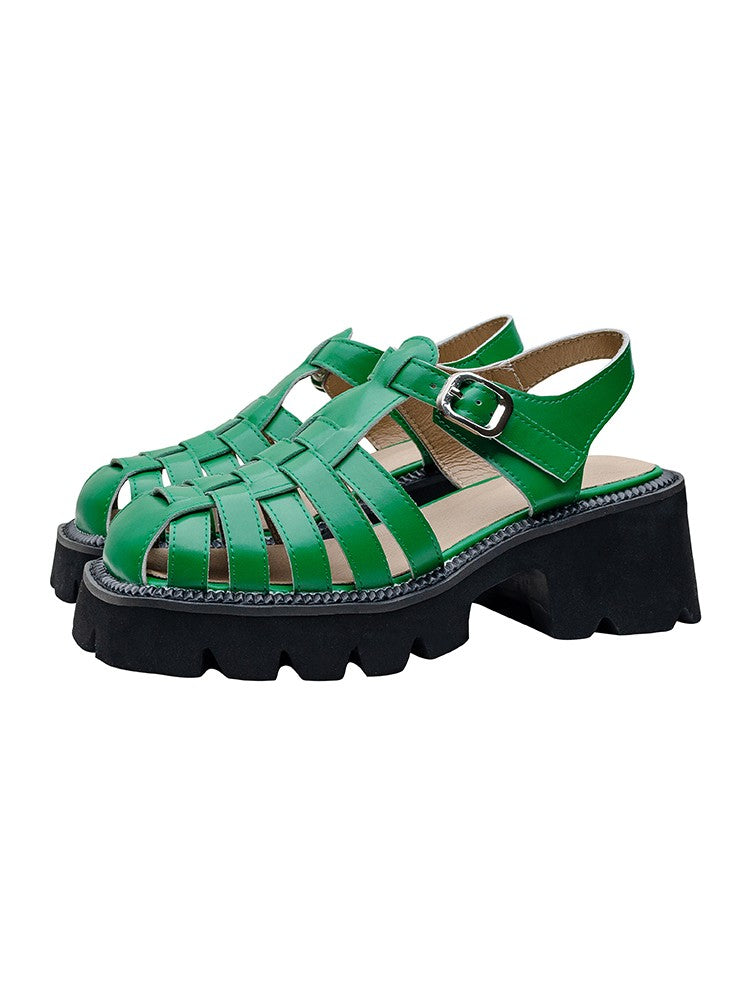 Sandals stature Green toe women cage shoes