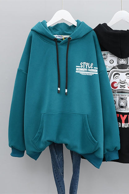 Chic printed hooded sweater women's plush hoodies