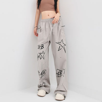 Gray sweatpants for women loose high-waisted