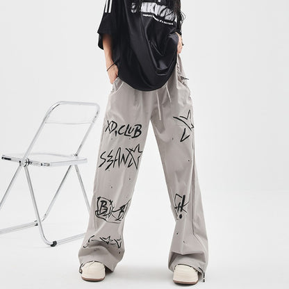 Gray sweatpants for women loose high-waisted