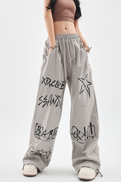 Gray sweatpants for women loose high-waisted