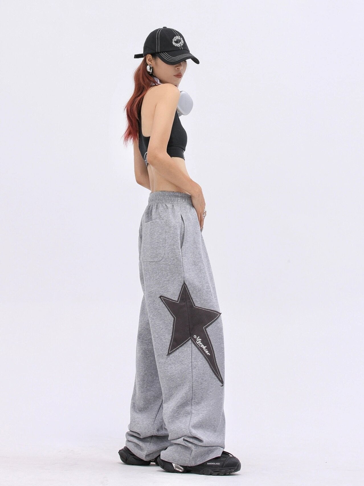 Star sweatpants oversize drawstring Loose fit