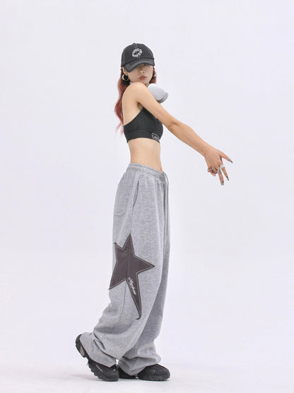 Star sweatpants oversize drawstring Loose fit