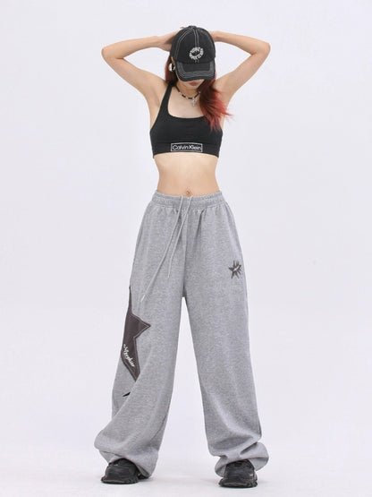 Star sweatpants oversize drawstring Loose fit