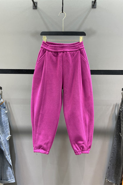 Rose red carrot sweatpants for women