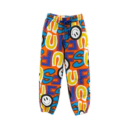 Colorful print sweatpants women's elastic waist loose pants