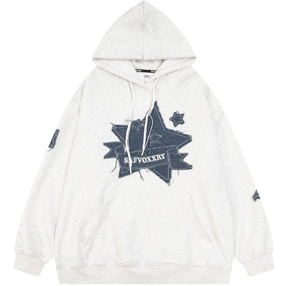 Hoodies stars surround women pentagram patch embroidered