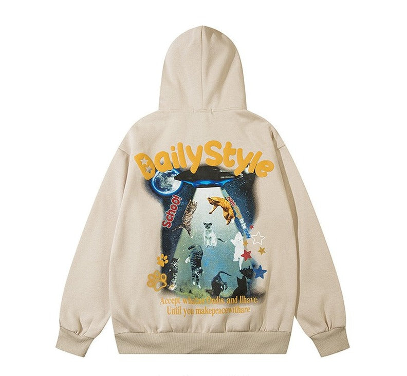 Hoodies Back to the cat planet unisex graphic print