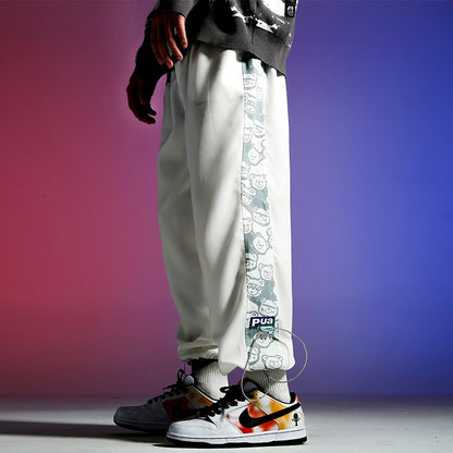 Loose straight wide-leg drawstring men sports pants