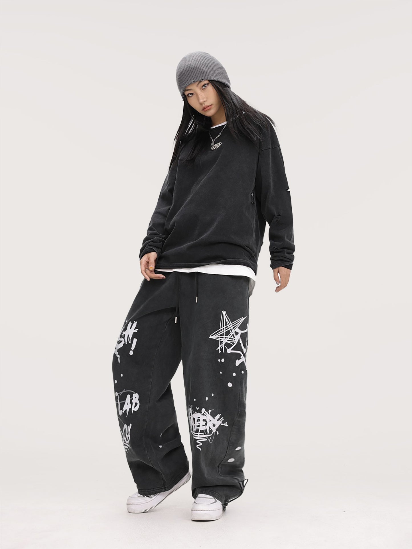 Black hip-hop jogger pants women's street wear