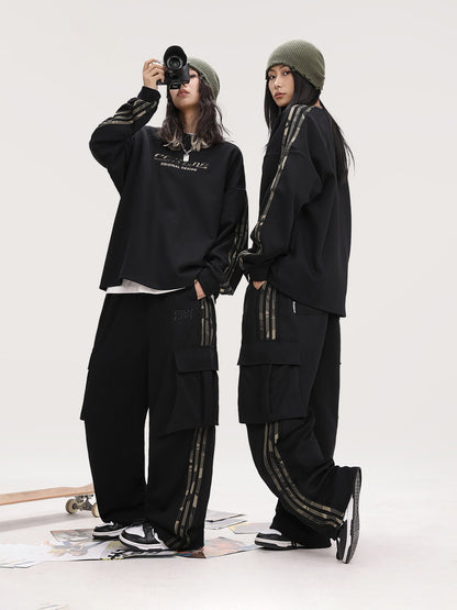 Two pieces hip-hop simple unisex splicing suit