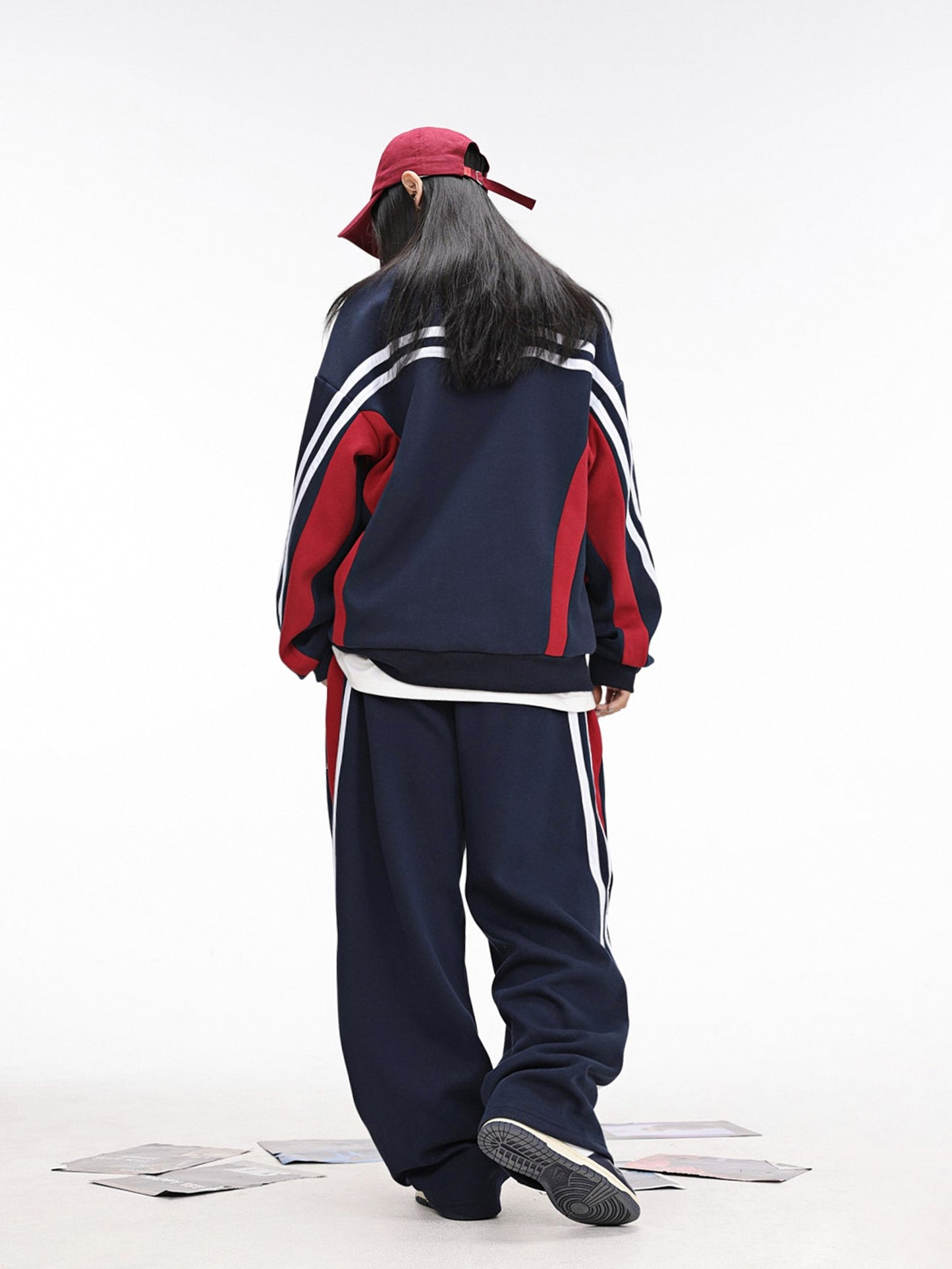 Set hip-hop navy jazz loose sweatpants