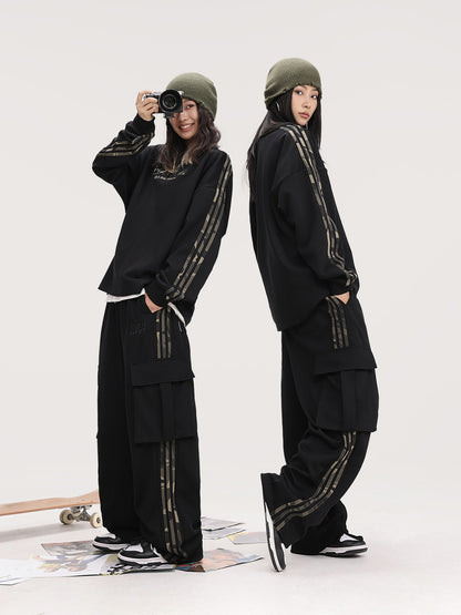 Two pieces hip-hop simple unisex splicing suit