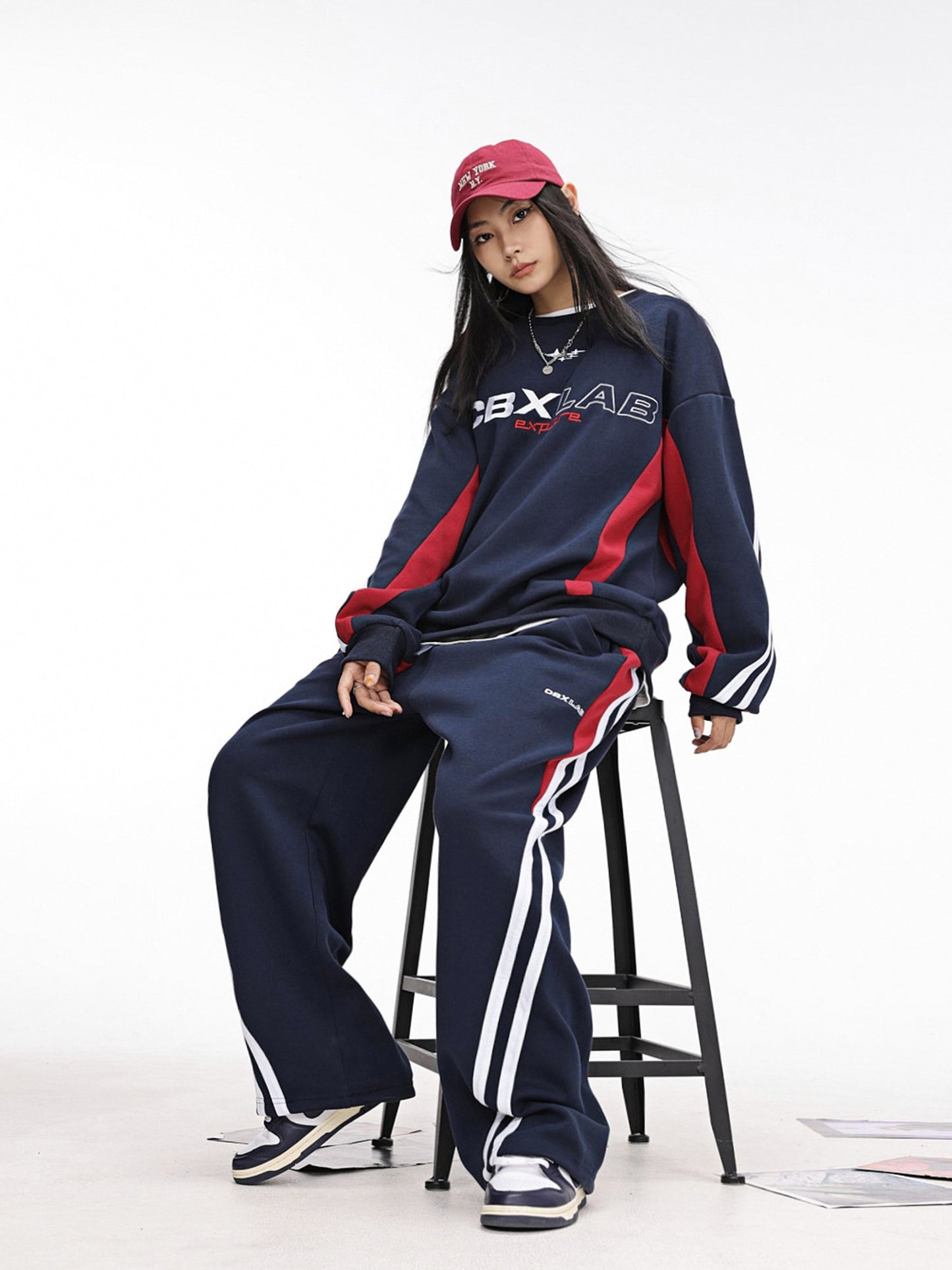 Set hip-hop navy jazz loose sweatpants