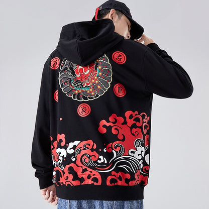 Men's sea flow loose large pullover embroidered