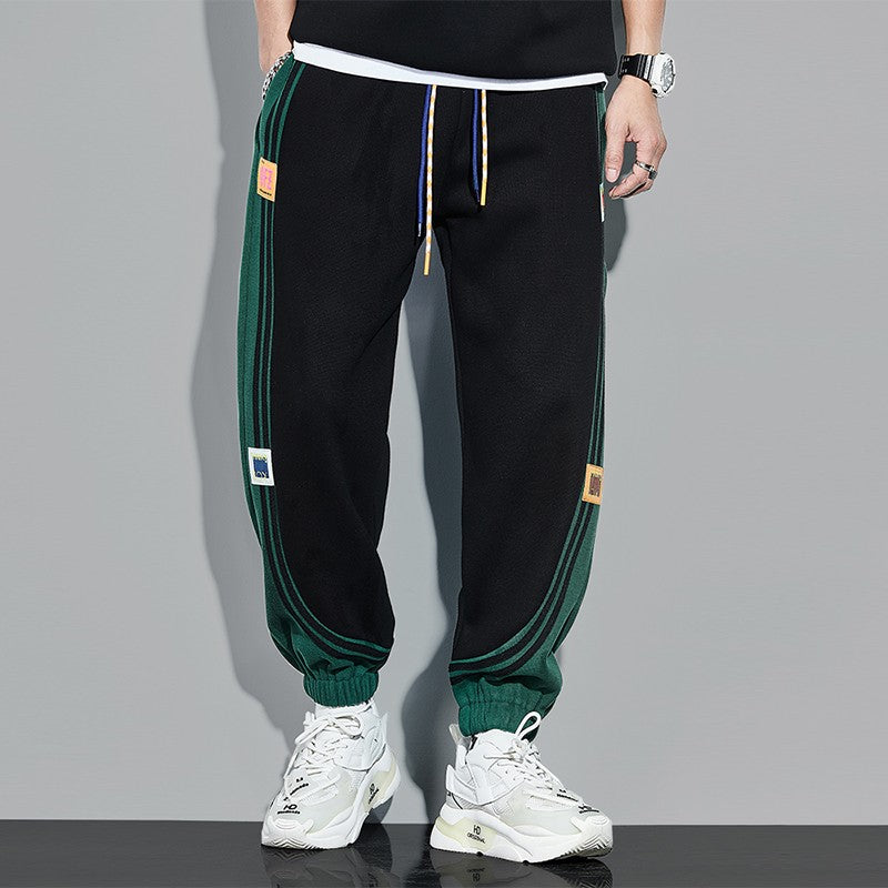 Men's sweatpants loose black splicing harem pant