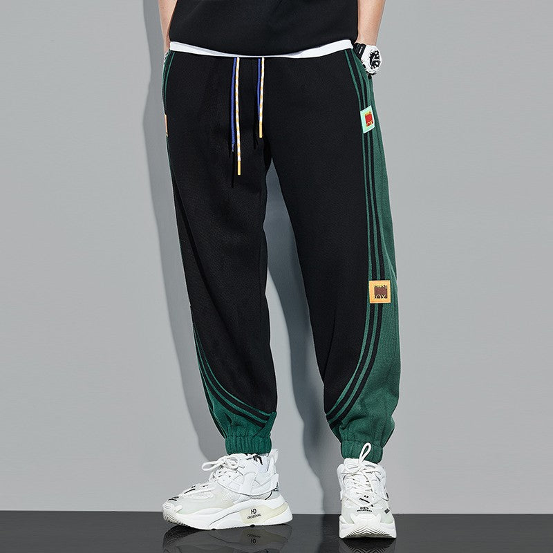 Men's sweatpants loose black splicing harem pant