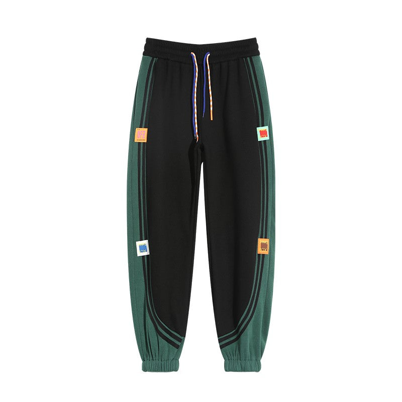 Men's sweatpants loose black splicing harem pant