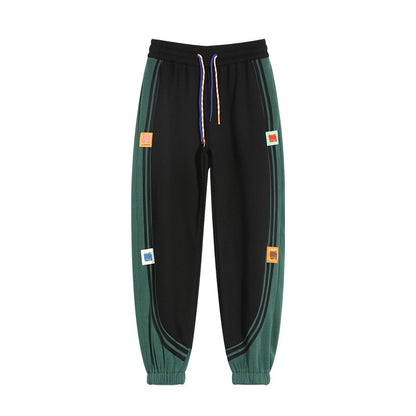 Men's sweatpants loose black splicing harem pant