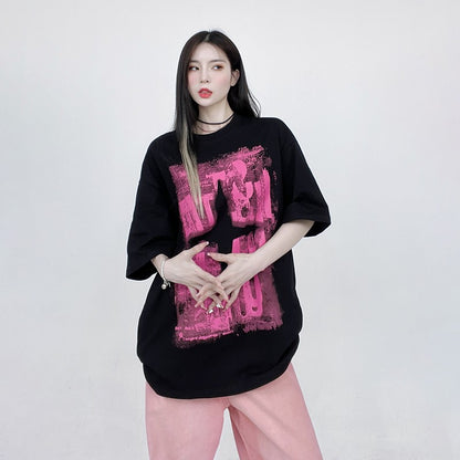 Painted Print Unisex T-shirt Half sleeved Top Loose Fit