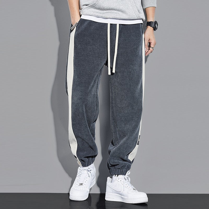 Grey joggers loose fitting ankle ties men's sports pants