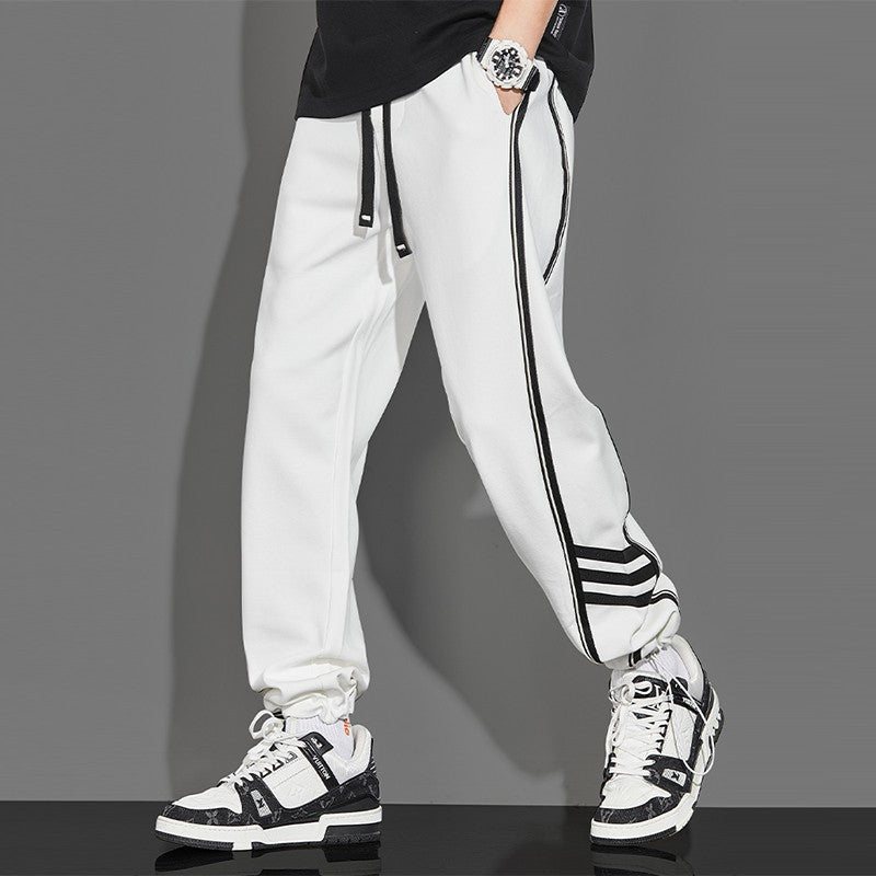 White side stripe sweatpants men's loose pants