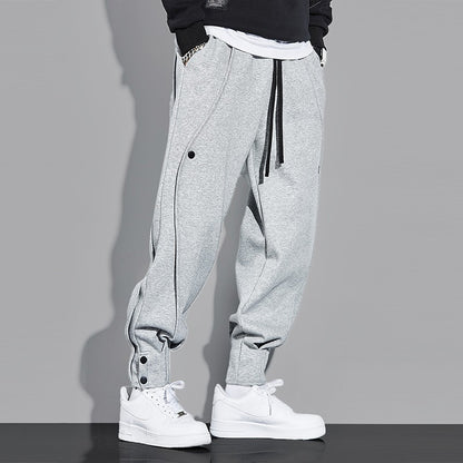 Gray sweatpants for men cuffed long pants