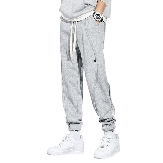 Gray sweatpants for men cuffed long pants
