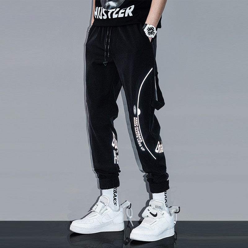 Tight side stripe feet sports sweatpants