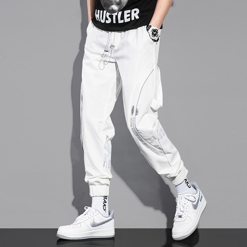 Tight side stripe feet sports sweatpants