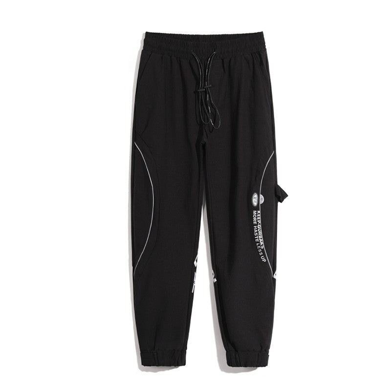 Tight side stripe feet sports sweatpants