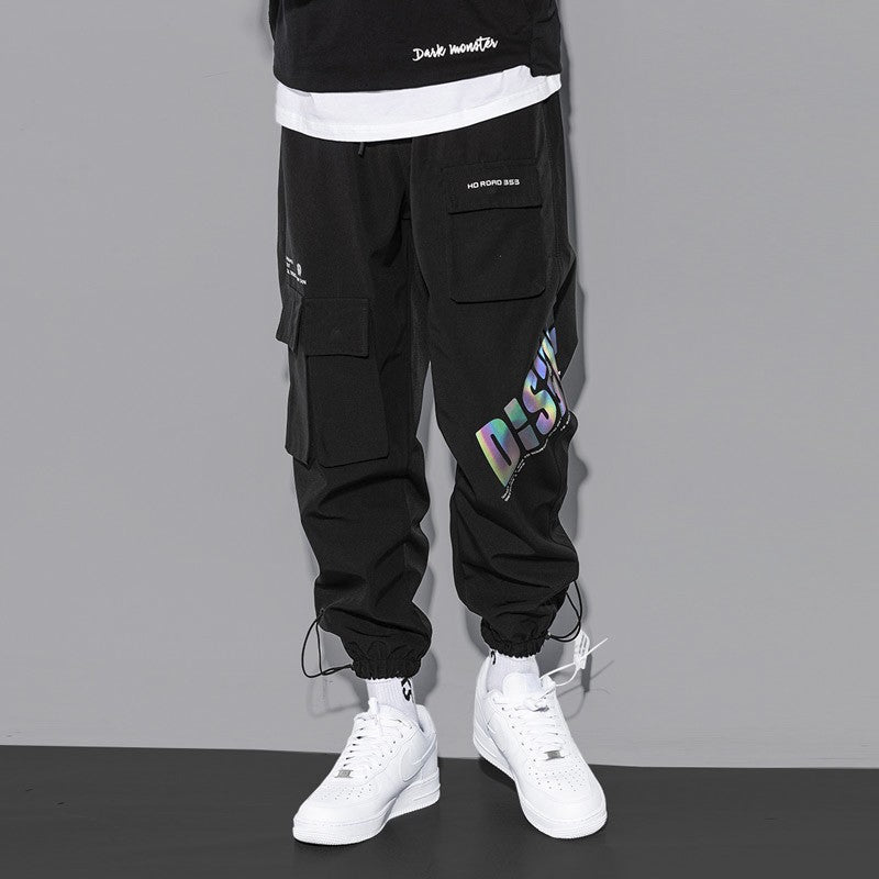 Black velvet overalls joggers for men