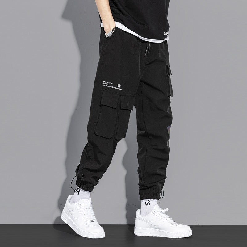 Black velvet overalls joggers for men