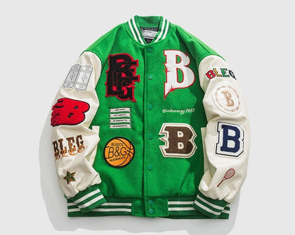 Letter embroidered motorcycle baseball cotton jacket