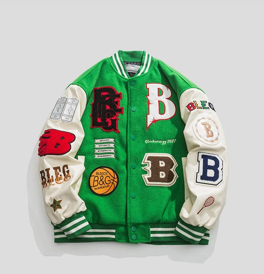 Letter embroidered motorcycle baseball cotton jacket