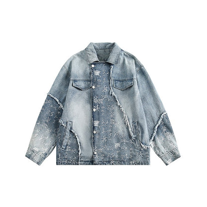 Feng Shui Wash Spliced Denim Unisex Jacket Top