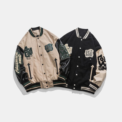 Patchwork loose baseball jersey men's jacket