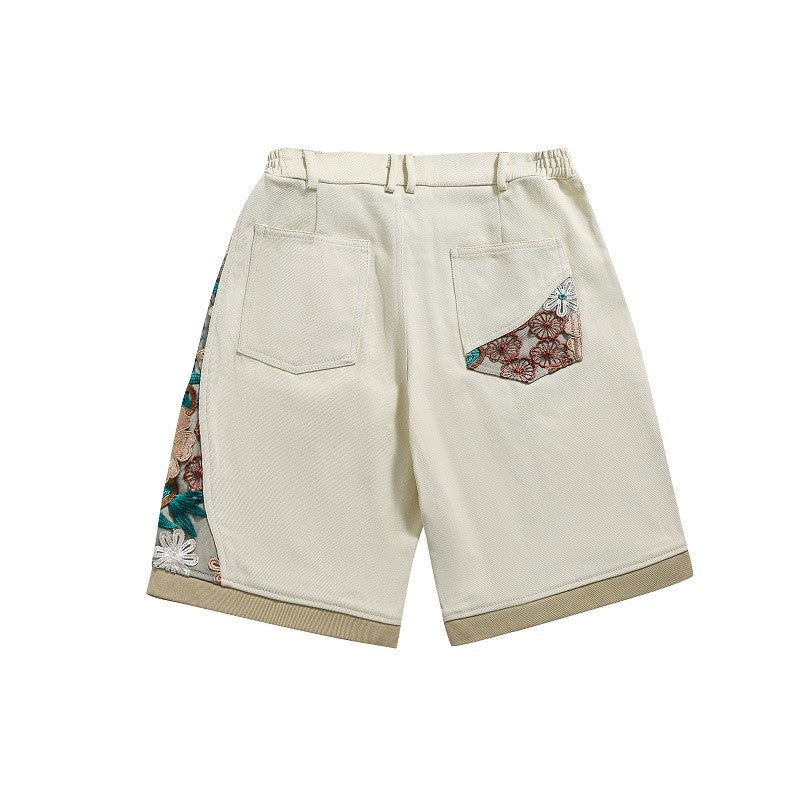 Embroidered Flower Shorts Pants for Men