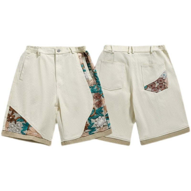 Embroidered Flower Shorts Pants for Men