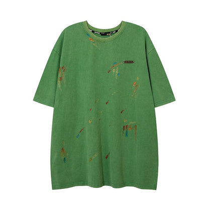 Hand-painted oversize short-sleeved unisex T-shirt