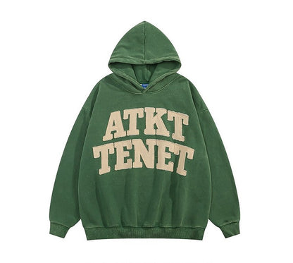 Vintage green letter patch embroidered pullover