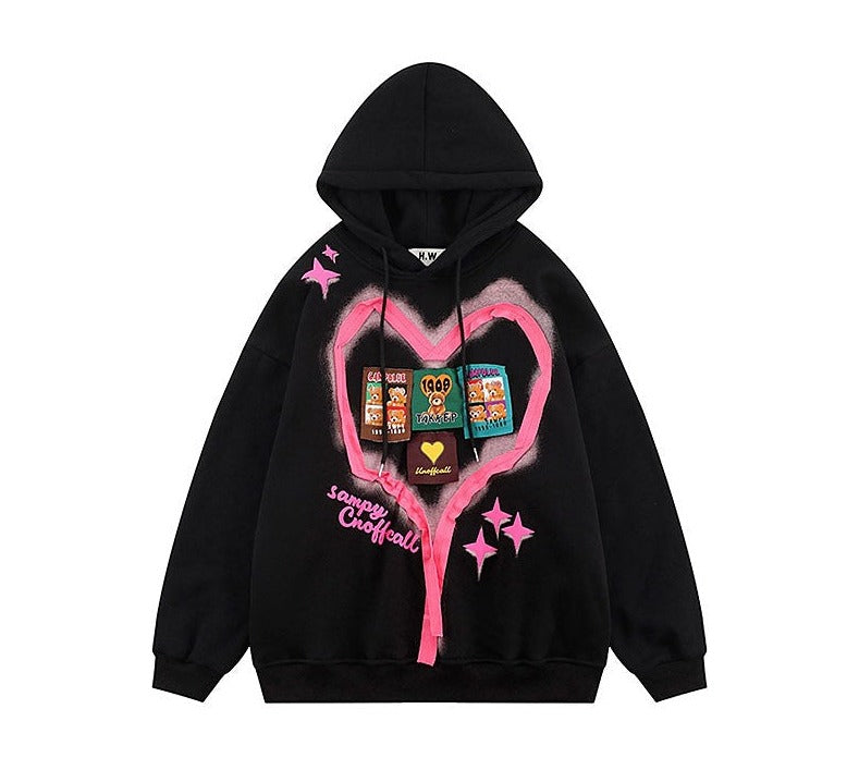 Love Embroidered Fabric Women Hoodies